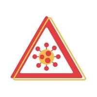 covid 19 particle caution sign vector