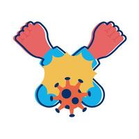 arms crossed with covid 19 particle flat style vector