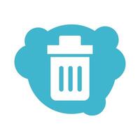 garbage can waste block style icon vector