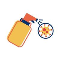 splash bottle with covid 19 particle flat style icon vector