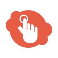 hand touching block style icon vector