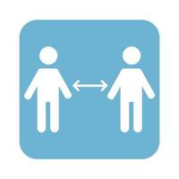 humans with arrows for social distance line style vector