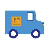 truck doing box delivery service flat style vector