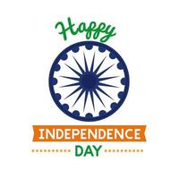 Independece Day India Celebration With Ashoka Chakra Flat Style Icon vector