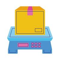 box carton in digital balance delivery service flat style vector