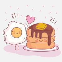 pancakes butter syrup and fried egg menu restaurant food cute vector