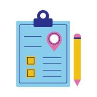 checklist document paper with pen flat style vector