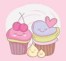 sweet cupcakes with fruit menu restaurant food cute vector