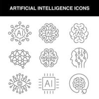 un conjunto de iconos de inteligencia artificial de línea vector