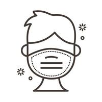 man using face mask line style icon vector