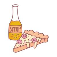 pizza syrup bottle menu restaurant food cute vector