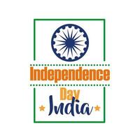 Independece Day India Celebration With Ashoka Chakra Flat Style Icon vector