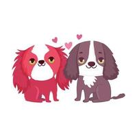 lindos cachorros sentados amor corazones dibujos animados mascotas vector