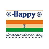 Celebración del día de la independencia de la india con diseño de ilustración de vector de icono de estilo plano de bandera