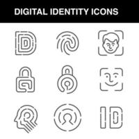 iconos de identidad digital establecidos con un trazo editable vector