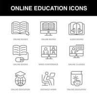 iconos de educación en línea establecidos con un trazo editable vector