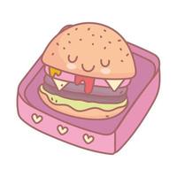 hamburguesa comida para llevar menú restaurante dibujos animados lindo vector