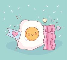 fried egg and bacon menu restaurant food cute vector