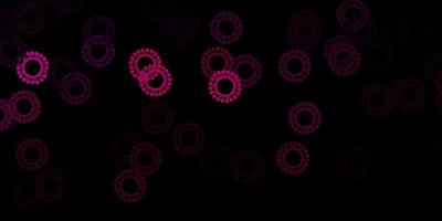 Dark pink vector background with covid-19 symbols