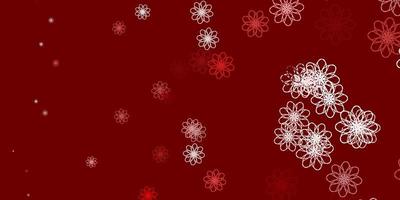 Light Red vector doodle template with flowers.