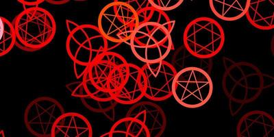 Dark Red vector background with occult symbols.