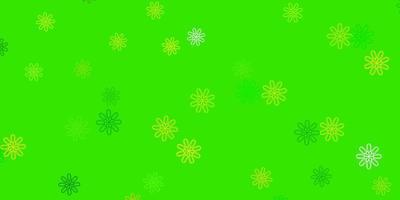 Light Green, Yellow vector doodle template with flowers.