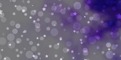 Light Purple vector texture with circles, stars.