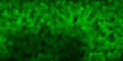 Dark green vector background with hexagonal shapes.