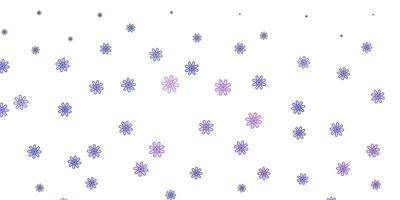 Light Purple vector doodle template with flowers.