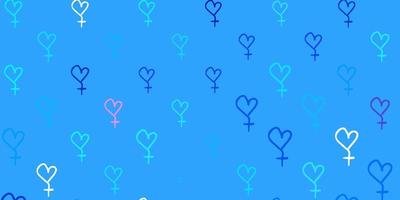 Light Pink, Blue vector background with woman symbols.