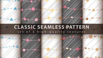 Classic cute and colorful seamless pattern set vector