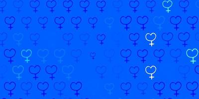 Light BLUE vector texture with women rights symbols.