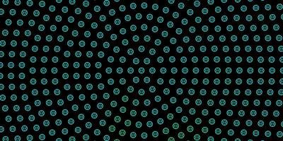 Dark Green vector background with occult symbols.