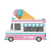 Ilustración de diseño de vector de coche de helado aislado sobre fondo blanco