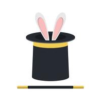 Magic hat with rabbit vector design illustration isolated on white background