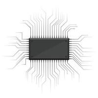 Ilustración de diseño de vector de chip de computadora aislado sobre fondo blanco