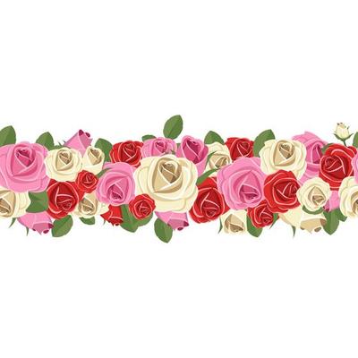 Seamless flower garland vector design illustration isolated on white background