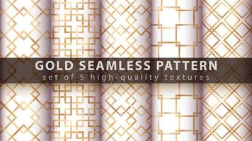Gold geometric glitter seamless pattern set vector