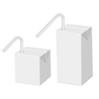 Ilustración de diseño de vector de paquete de cartón de jugo de paja aislado sobre fondo blanco