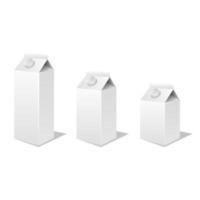 Ilustración de diseño de vector de maqueta de caja de cartón de leche y jugo aislado sobre fondo blanco