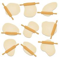 Wooden rolling pin on the dough vector design illustration isolated on white background