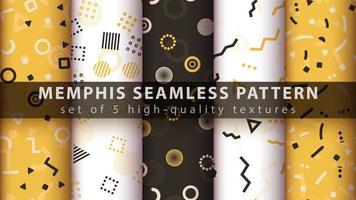 Memphis style seamless pattern background set vector