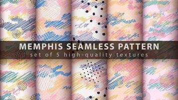 Memphis style seamless pattern background set vector