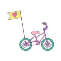 little bicycle transport with flag cartoon vector