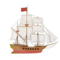 Wooden vintage ship vector design illustration isolated on white background
