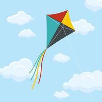 Paper kite on blue sky vector design illustration