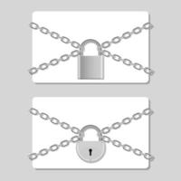 Credit card in chain locked with padlock vector design illustration isolated on background