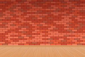 Brick wall and wooden floor background vector design illustration