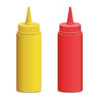 ketchup y mostaza botella diseño ilustración vectorial aislado sobre fondo blanco.