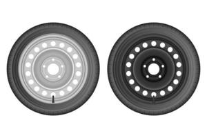 Ilustración de diseño de vector de neumático de coche aislado sobre fondo blanco